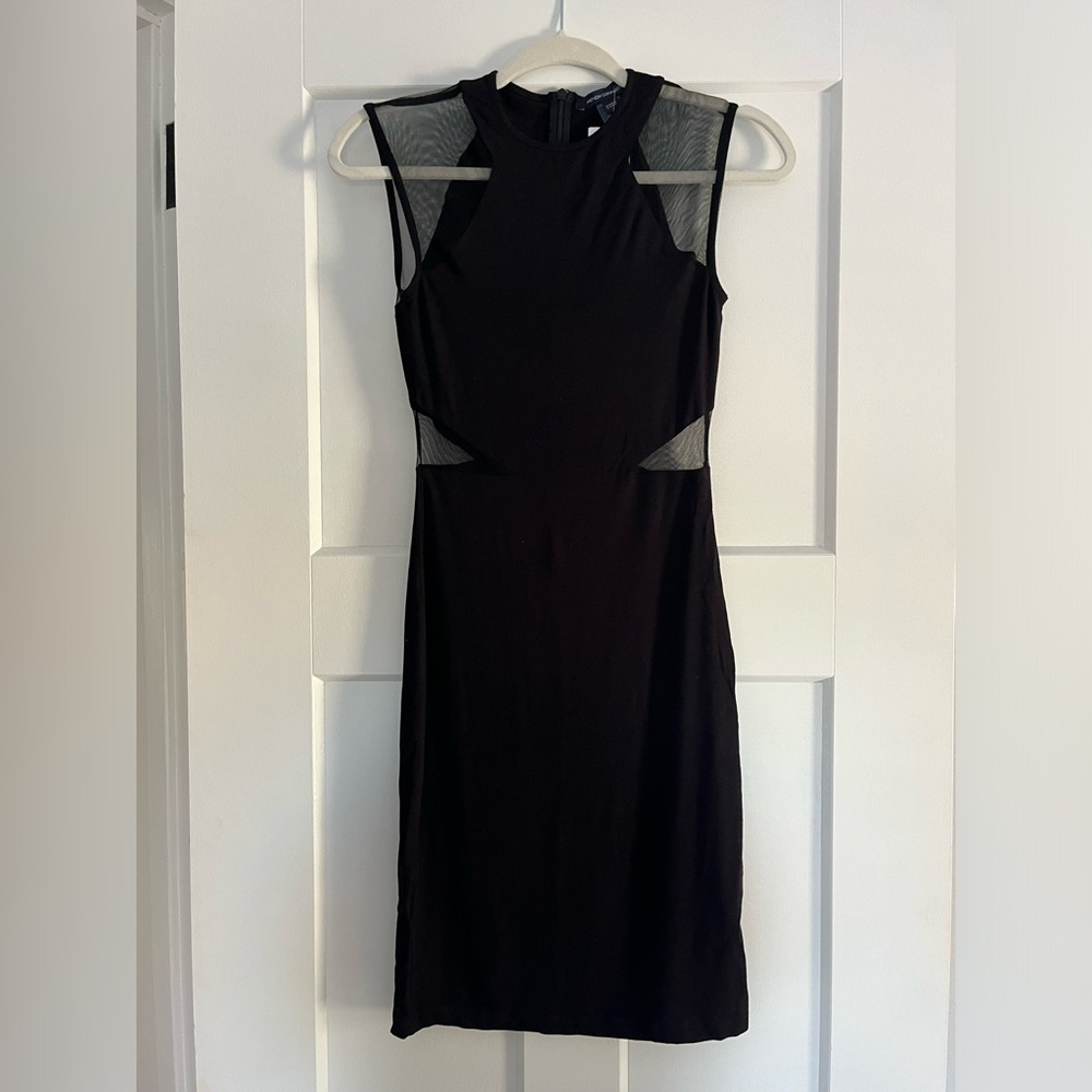 Black Sleeveless Knee-Length Cut Out Dress